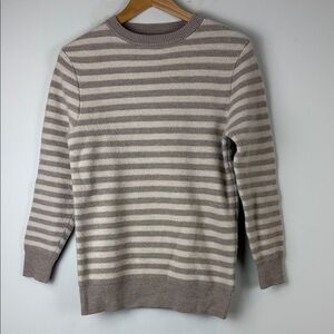 Christian Lacroix Striped Beige and Cream Crewneck Sweater Size Small